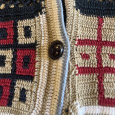 画像9: MIX COLOR PATTERN CROCHET DESIGN VEST / Ladies M (9)