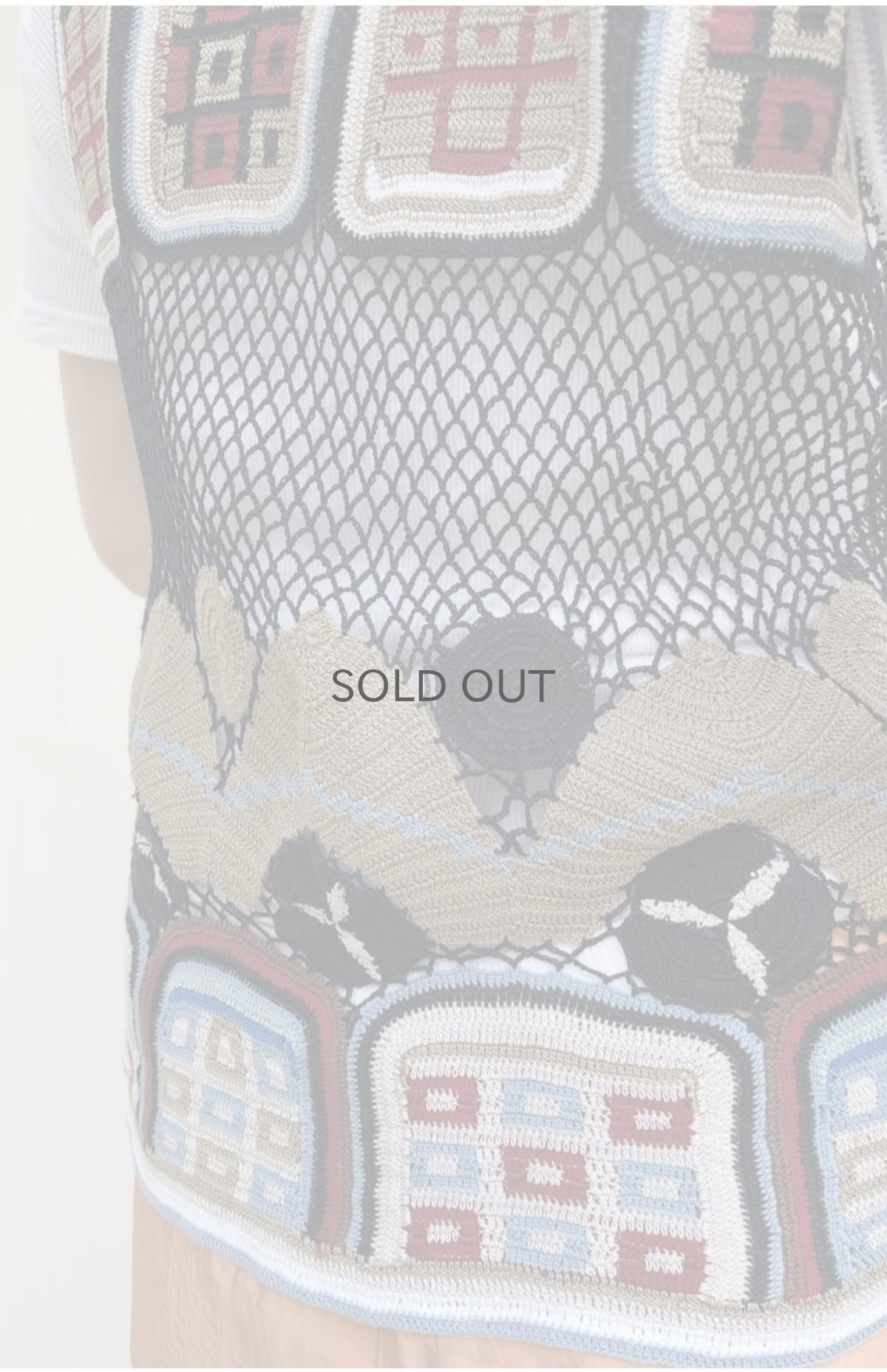 画像13: MIX COLOR PATTERN CROCHET DESIGN VEST / Ladies M (13)