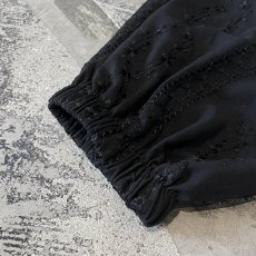 画像7: BLACK COLOR FLORAL EMBROIDERY SHEER HOODIE TOPS / Mens M (7)