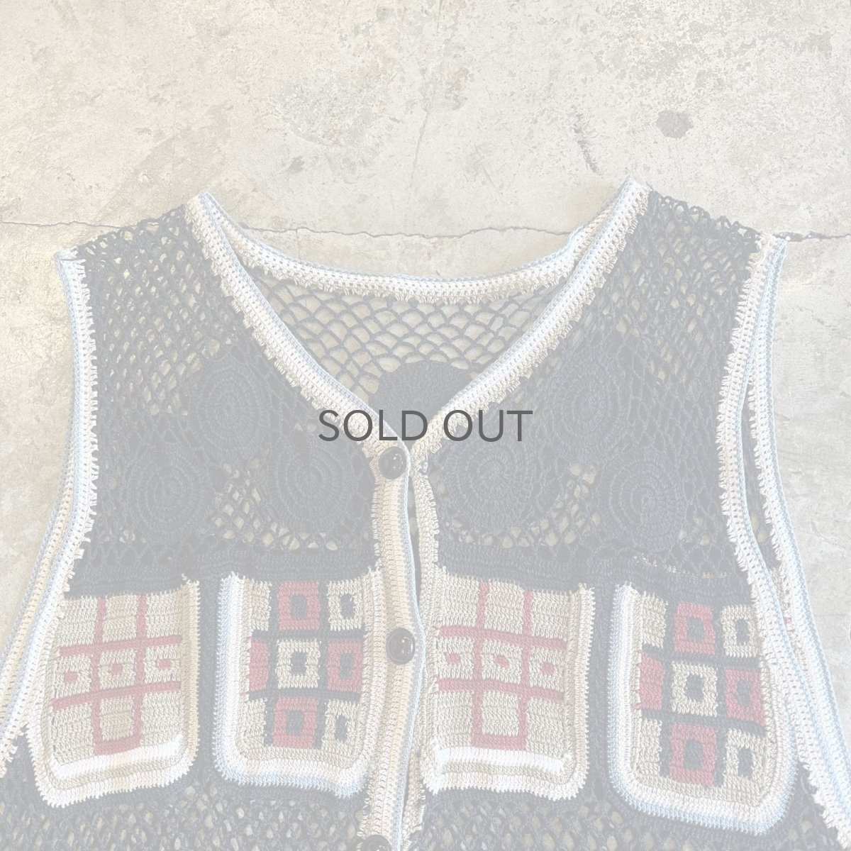 画像6: MIX COLOR PATTERN CROCHET DESIGN VEST / Ladies M (6)