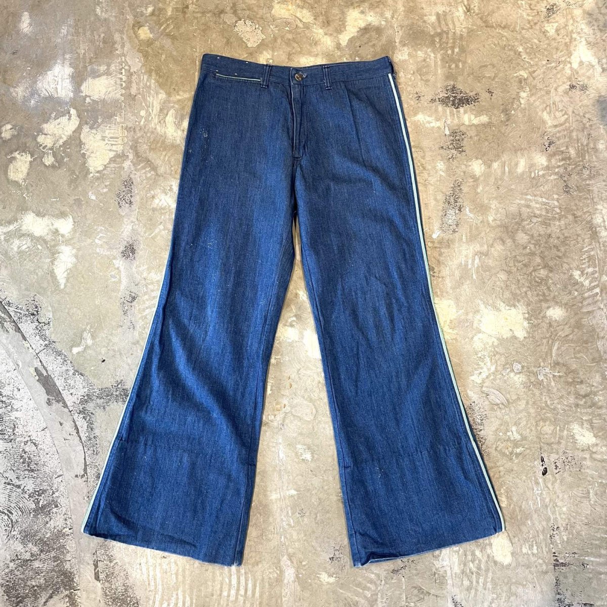 画像1: 70~80's SIDE LINE FLARE SILHOUETTE DENIM PANTS / W32 (1)