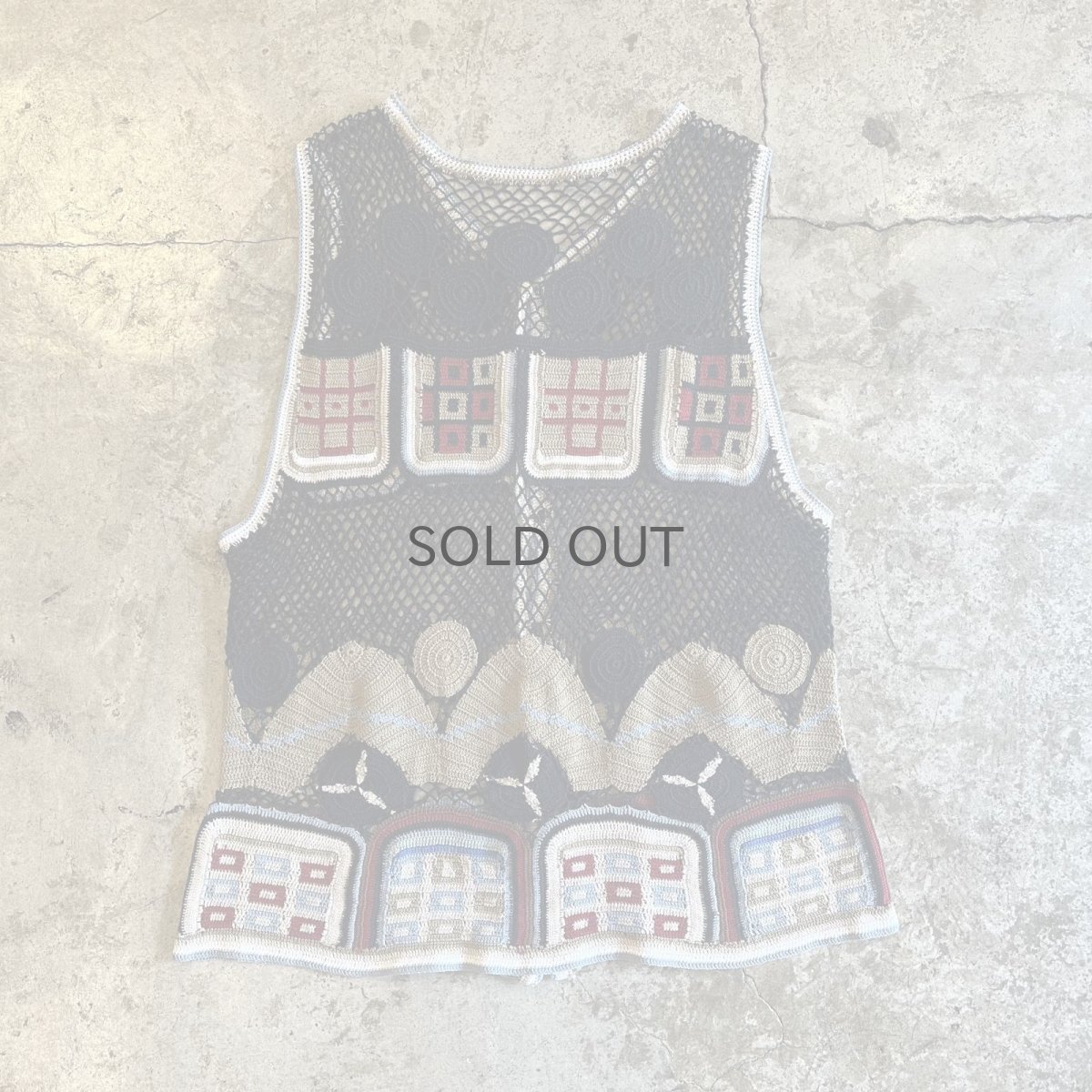 画像2: MIX COLOR PATTERN CROCHET DESIGN VEST / Ladies M (2)