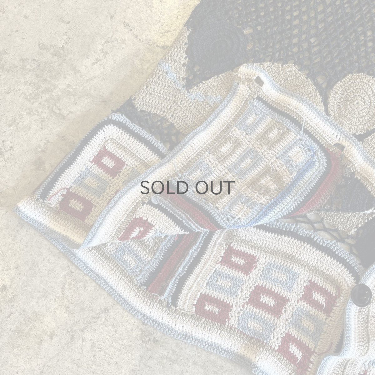 画像5: MIX COLOR PATTERN CROCHET DESIGN VEST / Ladies M (5)