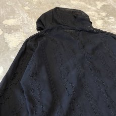 画像9: BLACK COLOR FLORAL EMBROIDERY SHEER HOODIE TOPS / Mens M (9)