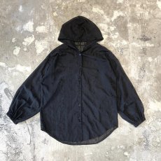 画像1: BLACK COLOR FLORAL EMBROIDERY SHEER HOODIE TOPS / Mens M (1)