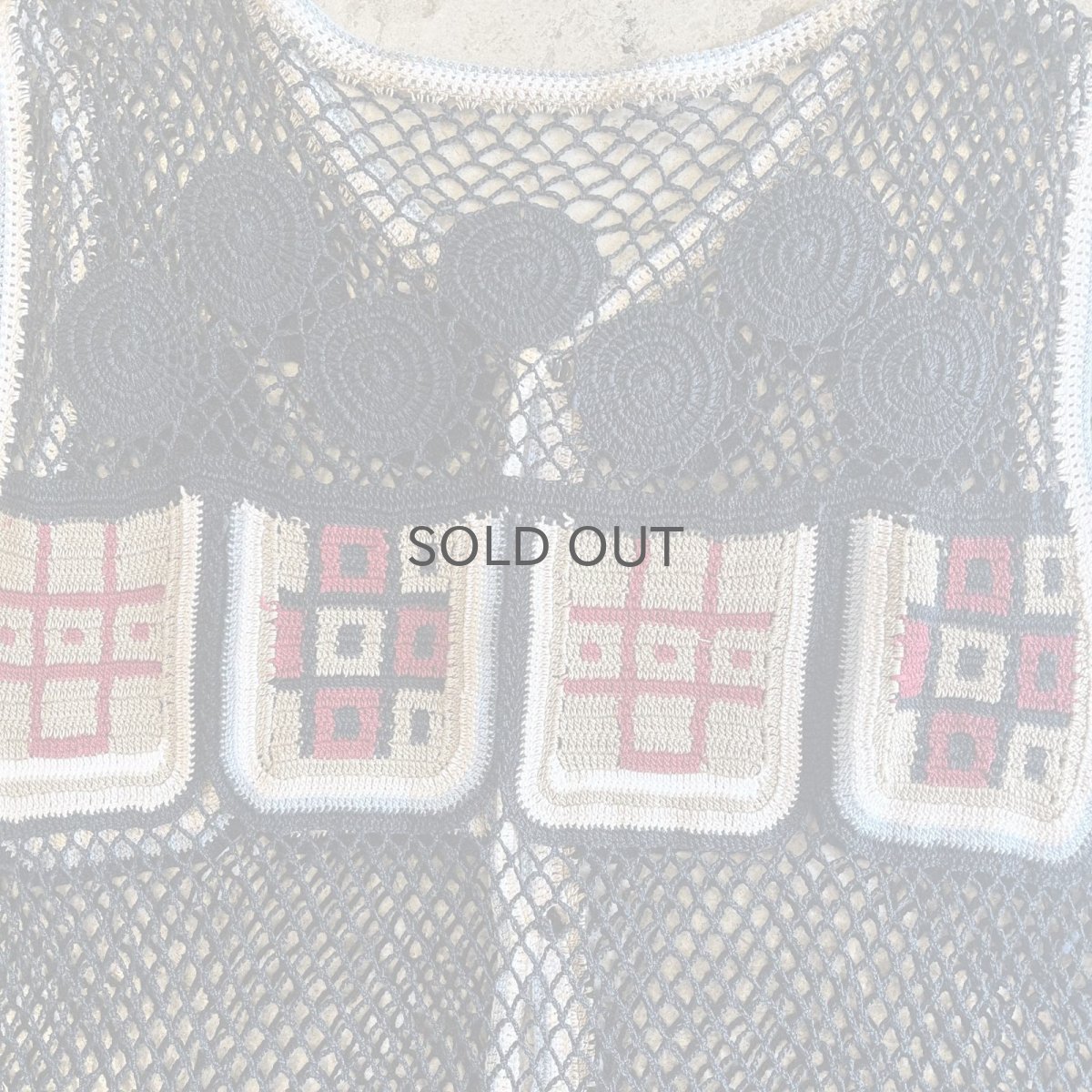 画像10: MIX COLOR PATTERN CROCHET DESIGN VEST / Ladies M (10)