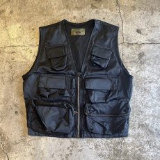 画像1: FRONT 6 POCKET DESIGN BLACK COLOR NYLON VEST / Ladies M (1)