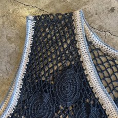 画像7: MIX COLOR PATTERN CROCHET DESIGN VEST / Ladies M (7)