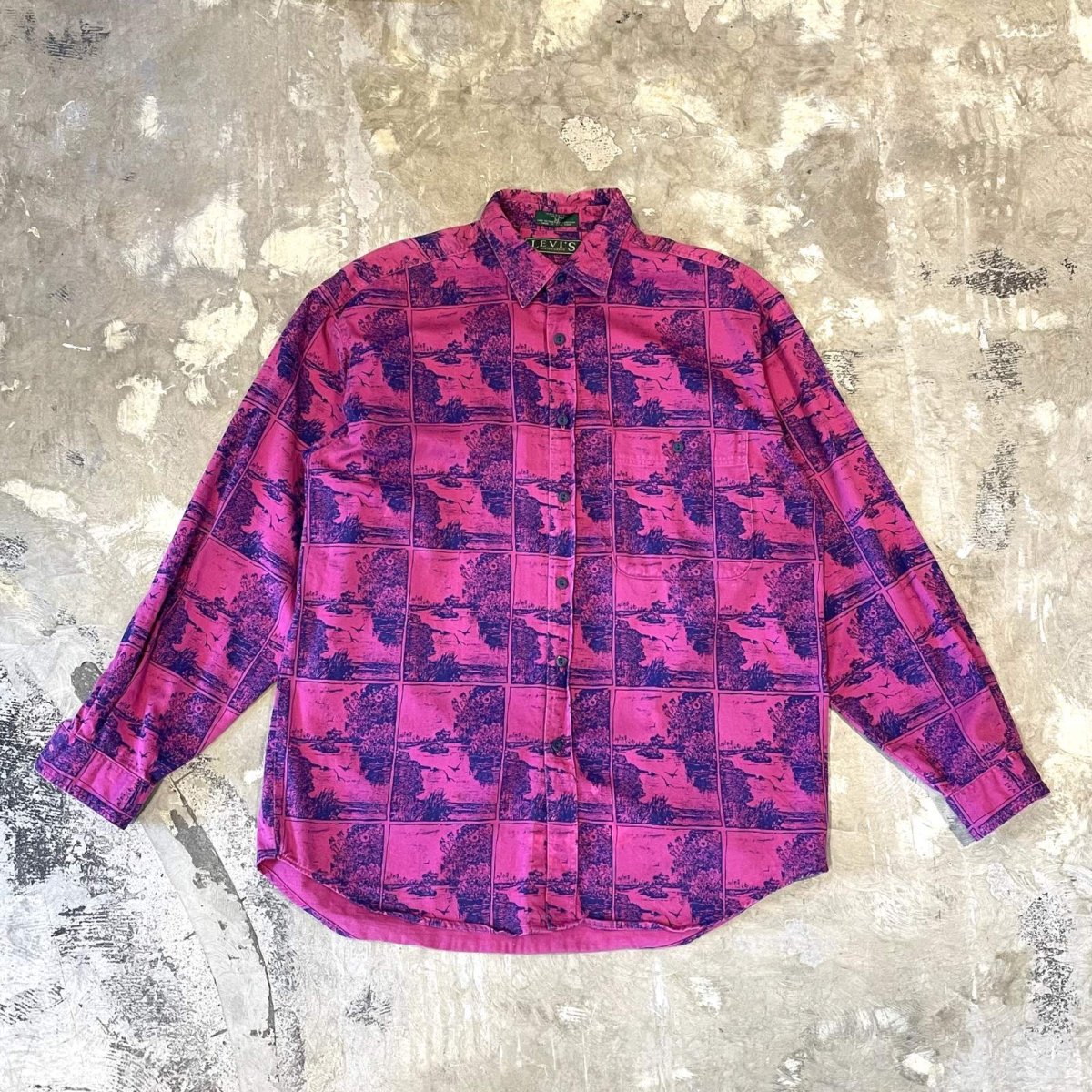 画像1: 90's【LEVI'S】ALL OVER GRAPHIC PATTERN L/S SHIRT / Mens M(L) (1)