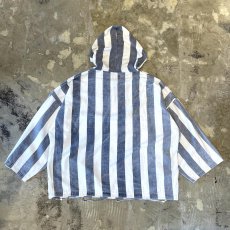 画像2: ALL OVER STRIPE PATTERN COTTON HOODIE JACKET / Mens XL (2)