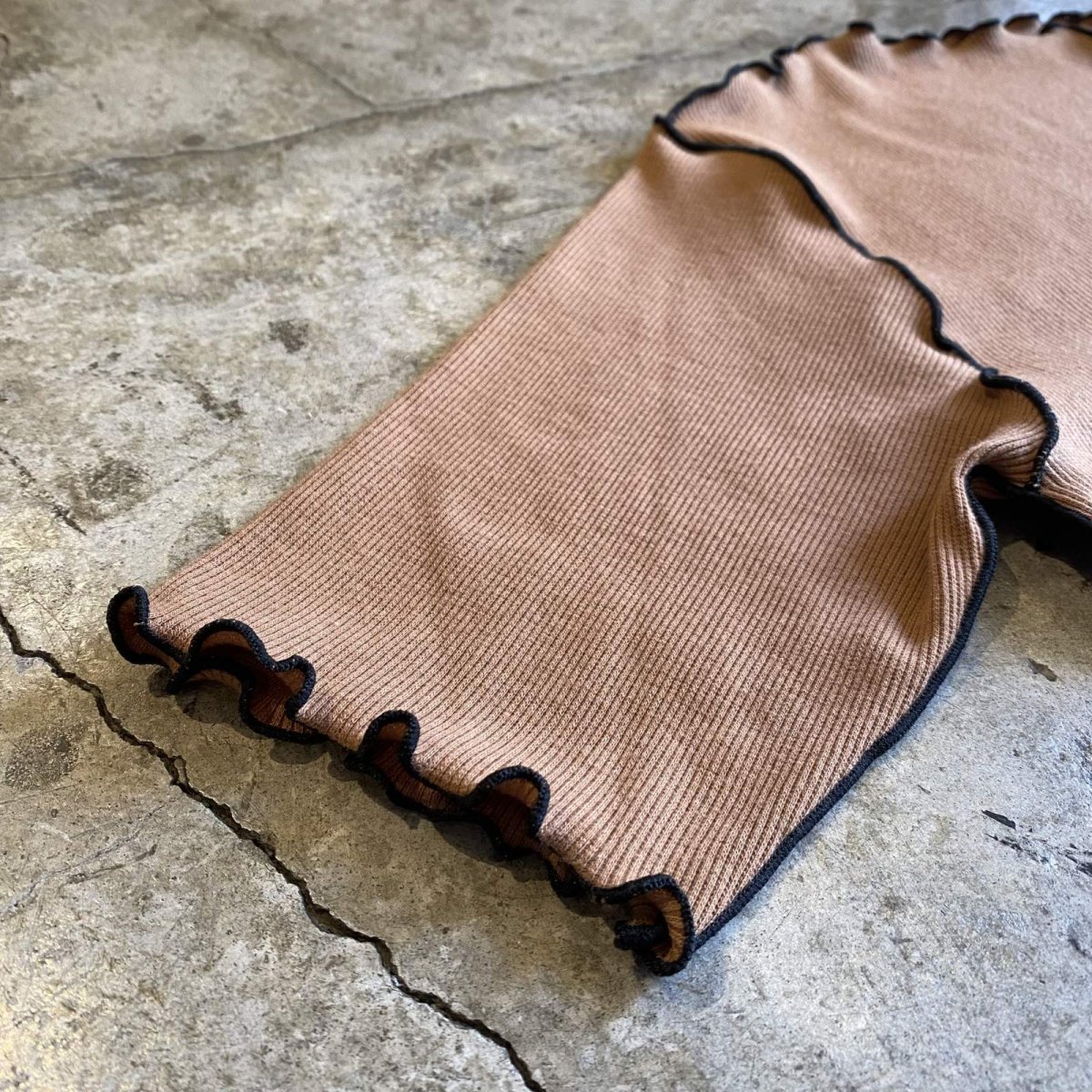 画像7: COLOR OUT STITCH LINE DESIGN RIB S/S TOPS / Ladies M (7)