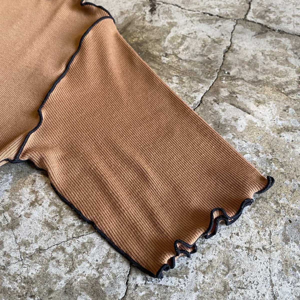 画像8: COLOR OUT STITCH LINE DESIGN RIB S/S TOPS / Ladies M (8)