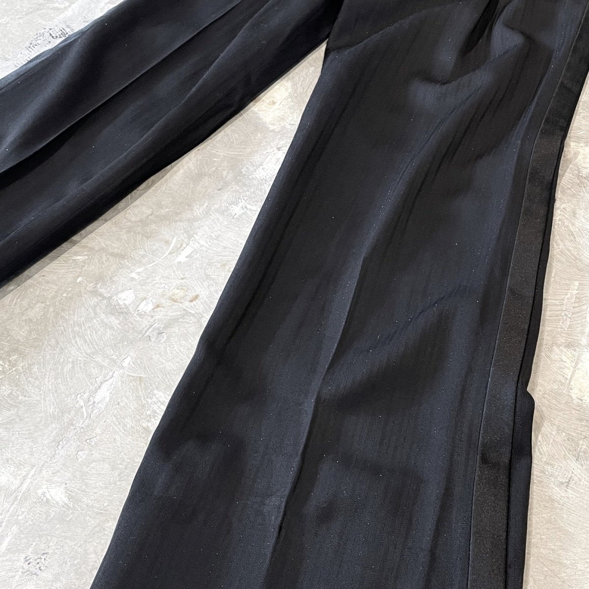 画像6: BLACK SIDE LINE LAME MIX STRAIGHT SLACKS / W26~W34 (6)