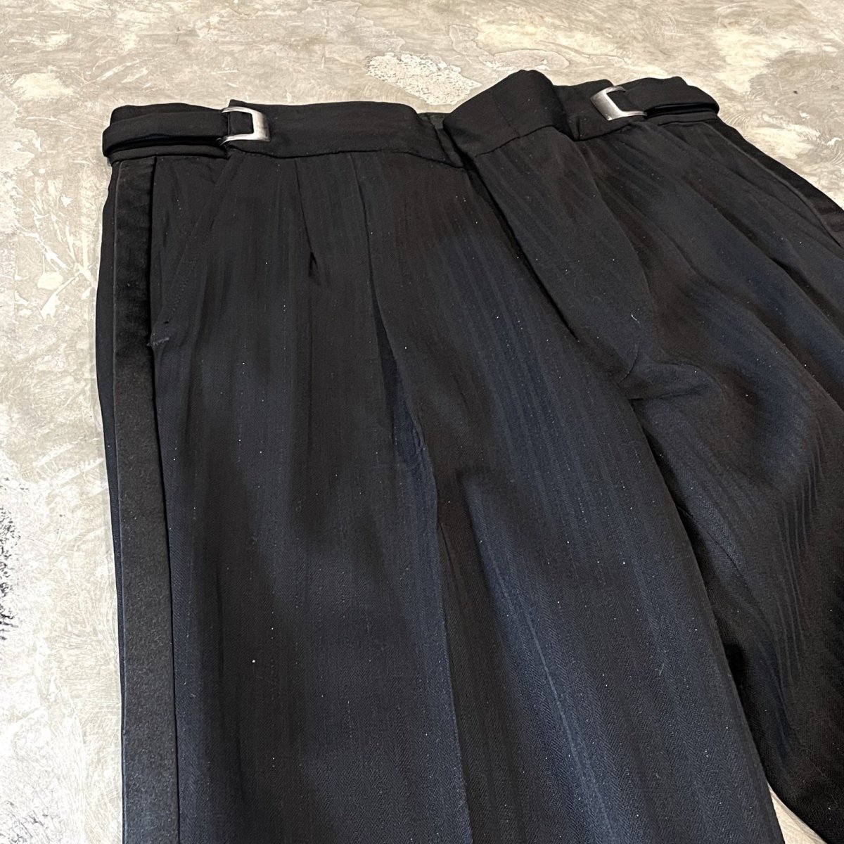 画像3: BLACK SIDE LINE LAME MIX STRAIGHT SLACKS / W26~W34 (3)