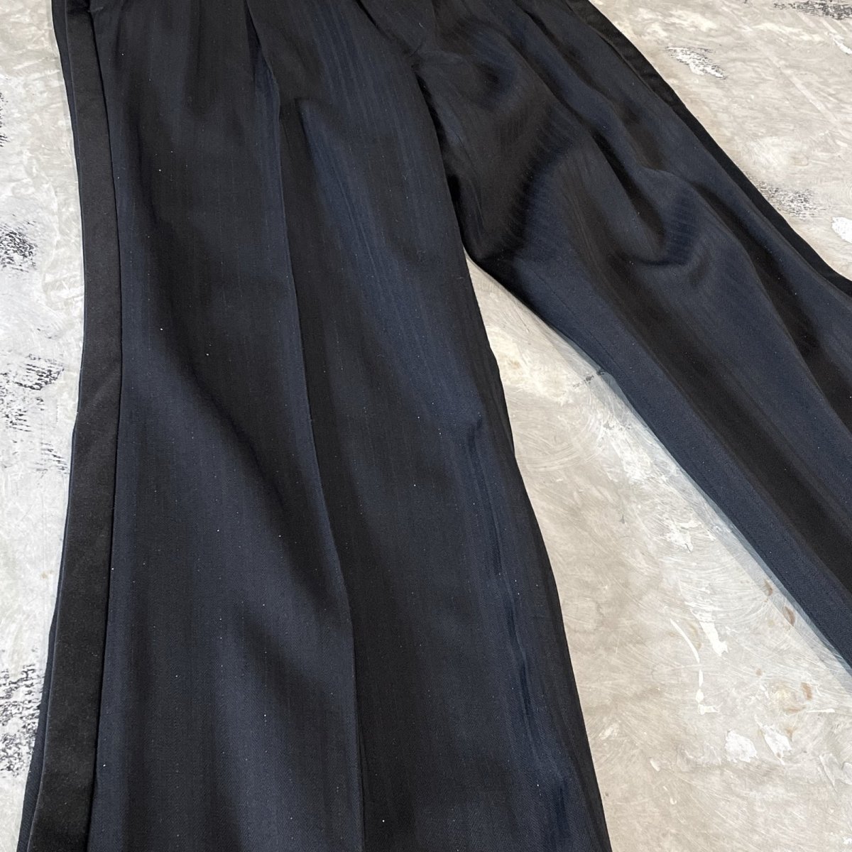 画像5: BLACK SIDE LINE LAME MIX STRAIGHT SLACKS / W26~W34 (5)