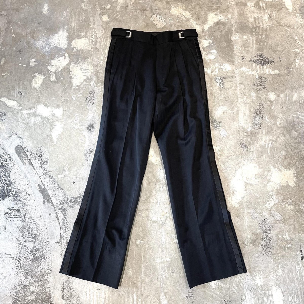画像1: BLACK SIDE LINE LAME MIX STRAIGHT SLACKS / W26~W34 (1)