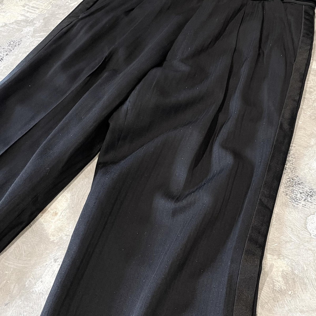 画像4: BLACK SIDE LINE LAME MIX STRAIGHT SLACKS / W26~W34 (4)
