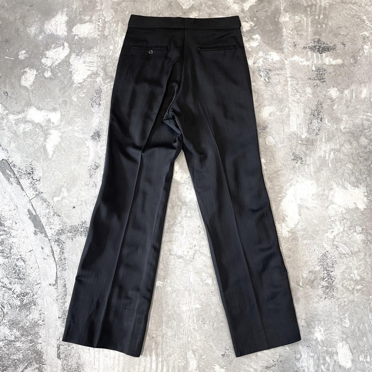 画像2: BLACK SIDE LINE LAME MIX STRAIGHT SLACKS / W26~W34 (2)