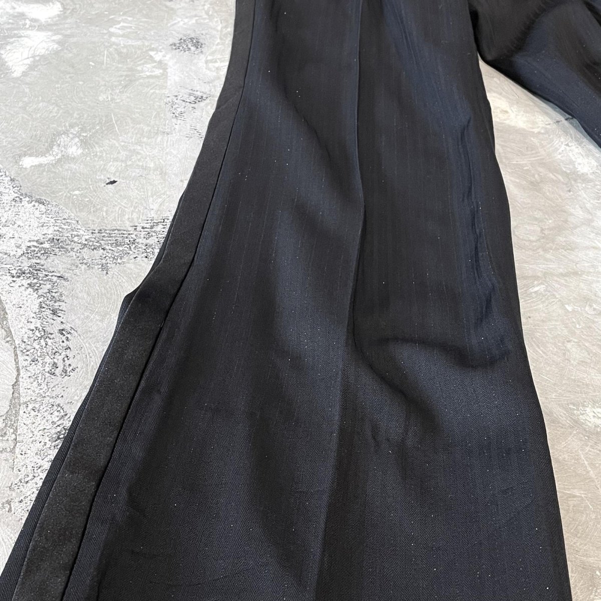 画像7: BLACK SIDE LINE LAME MIX STRAIGHT SLACKS / W26~W34 (7)