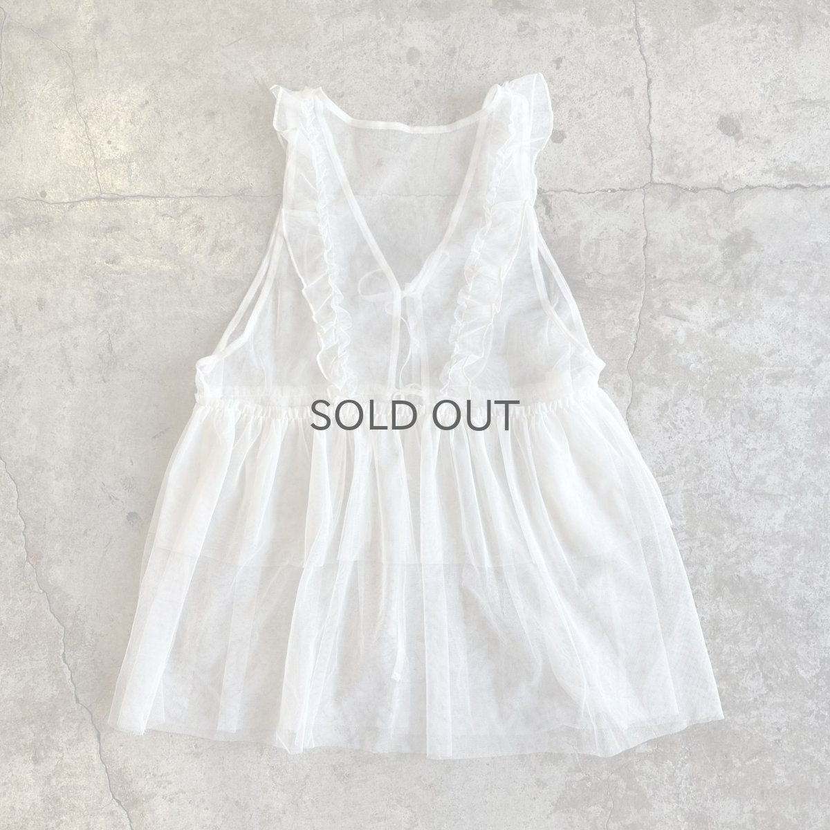 画像2: FRONT DOUBLE RIBBON DESIGN TIERED TULL N/S TOPS / Ladies M (2)