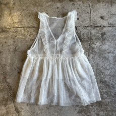 画像2: FRONT DOUBLE RIBBON DESIGN TIERED TULL N/S TOPS / Ladies M (2)