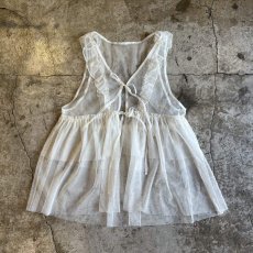 画像1: FRONT DOUBLE RIBBON DESIGN TIERED TULL N/S TOPS / Ladies M (1)