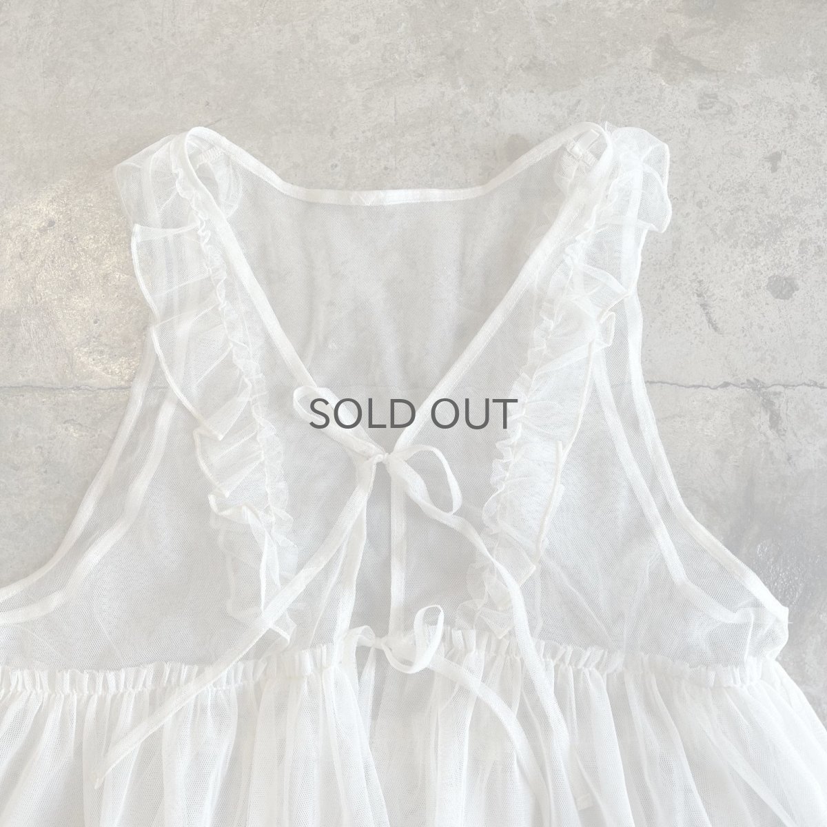 画像6: FRONT DOUBLE RIBBON DESIGN TIERED TULL N/S TOPS / Ladies M (6)