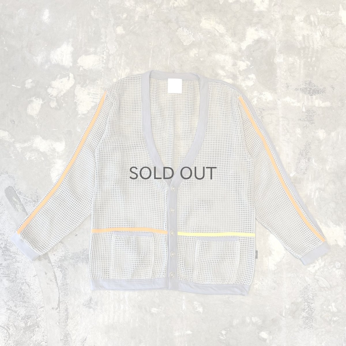 画像1: MULTI COLOR PIPING LINE MESH CARDIGAN / Mens L (1)