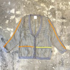 画像1: MULTI COLOR PIPING LINE MESH CARDIGAN / Mens L (1)