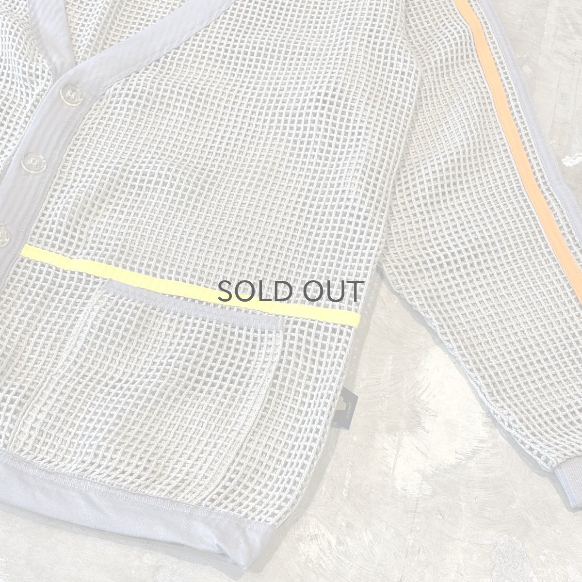 画像6: MULTI COLOR PIPING LINE MESH CARDIGAN / Mens L (6)