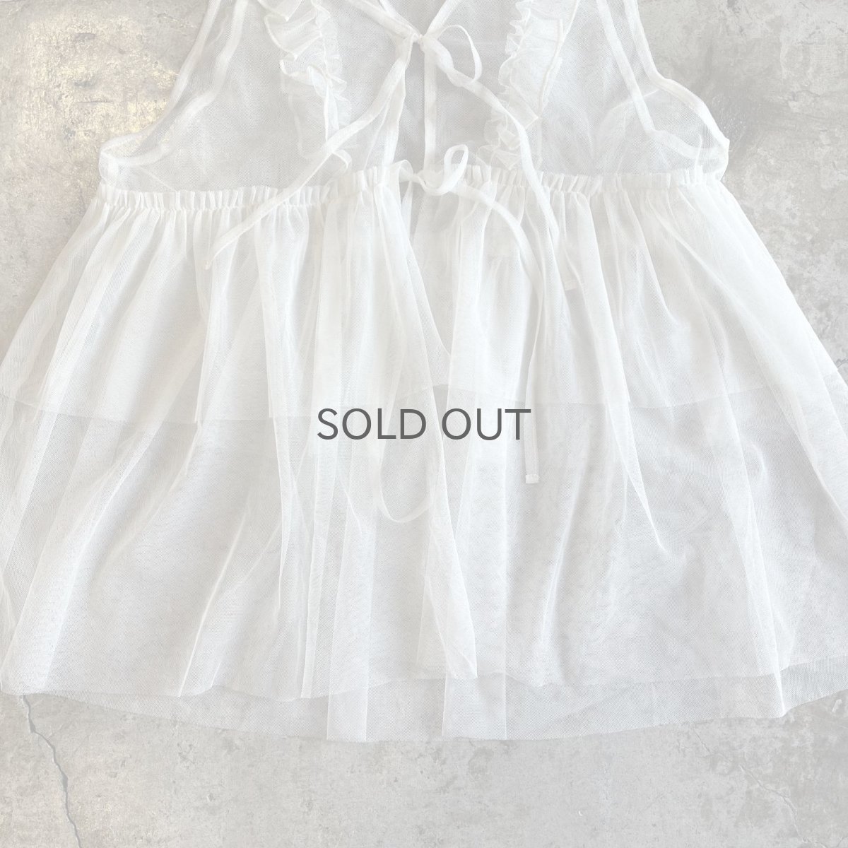 画像10: FRONT DOUBLE RIBBON DESIGN TIERED TULL N/S TOPS / Ladies M (10)