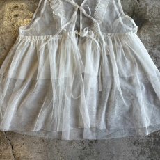 画像10: FRONT DOUBLE RIBBON DESIGN TIERED TULL N/S TOPS / Ladies M (10)