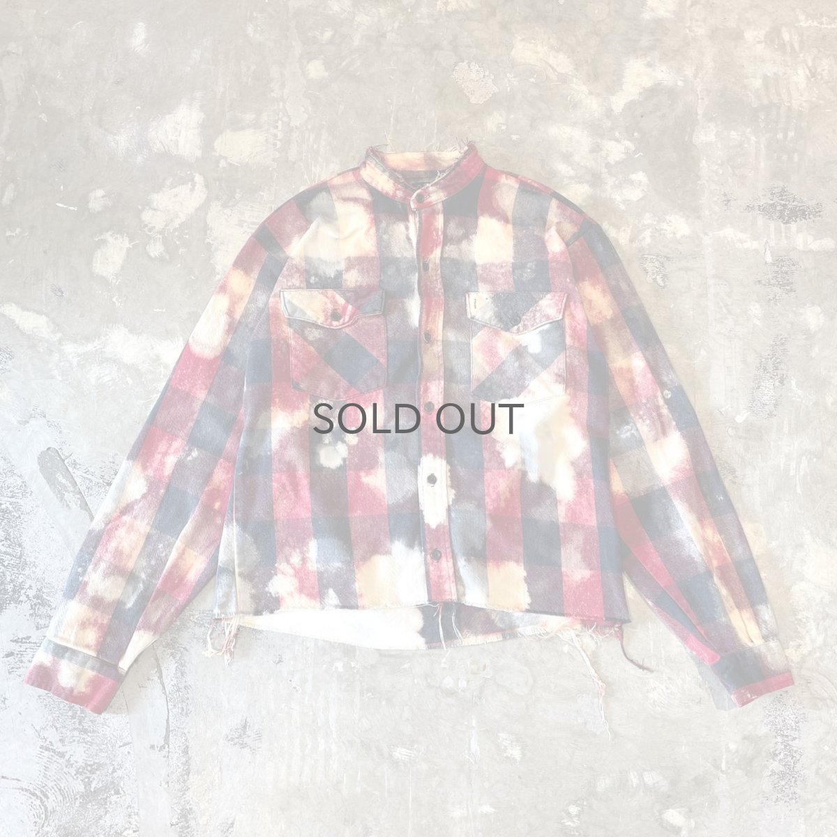画像1: ALL OVER CHECK PATTERN BLEACHED L/S SHIRT / Mens L (1)