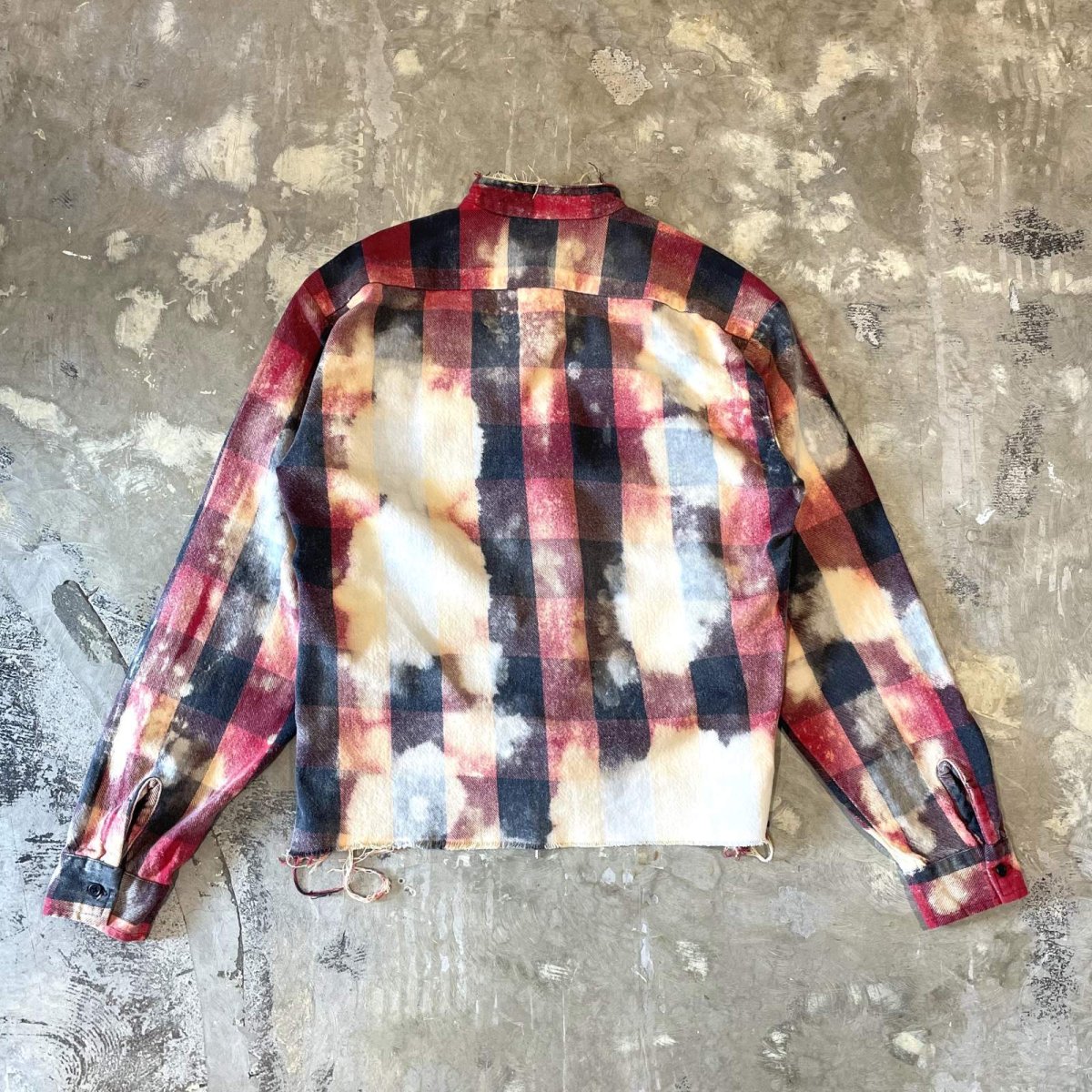 画像2: ALL OVER CHECK PATTERN BLEACHED L/S SHIRT / Mens L (2)