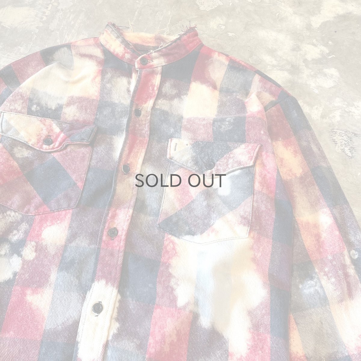 画像4: ALL OVER CHECK PATTERN BLEACHED L/S SHIRT / Mens L (4)