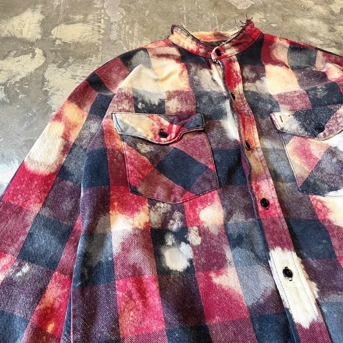画像3: ALL OVER CHECK PATTERN BLEACHED L/S SHIRT / Mens L (3)