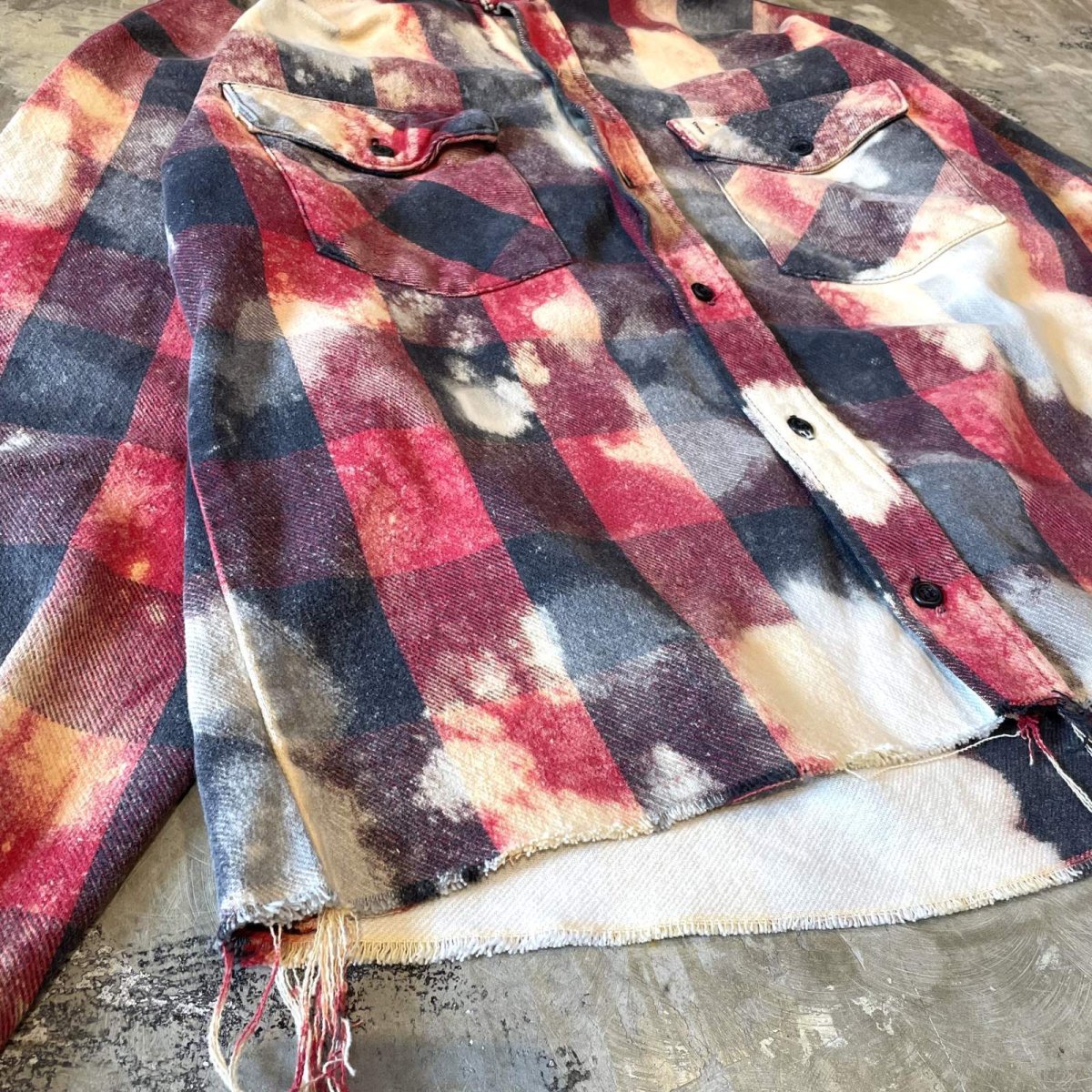 画像5: ALL OVER CHECK PATTERN BLEACHED L/S SHIRT / Mens L (5)