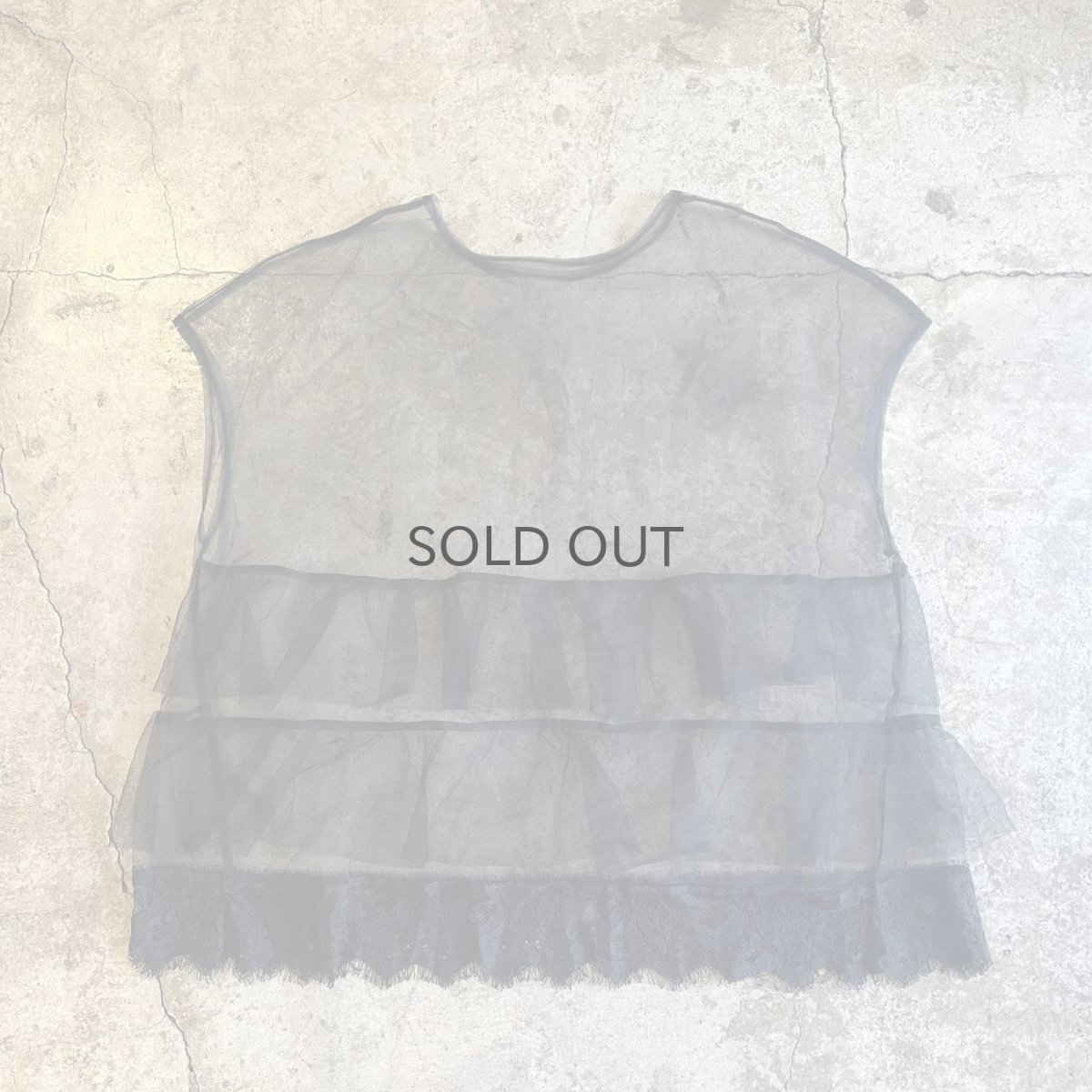 画像2: TIERED DOWN LACE DESIGN TULLE N/S TOPS / Ladies L　 (2)