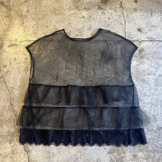 画像2: TIERED DOWN LACE DESIGN TULLE N/S TOPS / Ladies L　 (2)