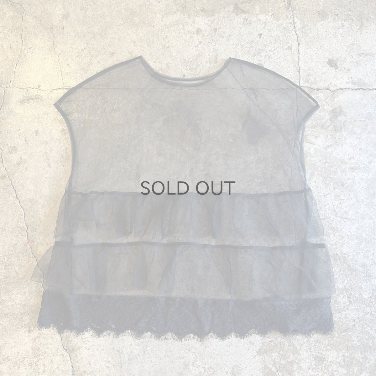 画像1: TIERED DOWN LACE DESIGN TULLE N/S TOPS / Ladies L　 (1)