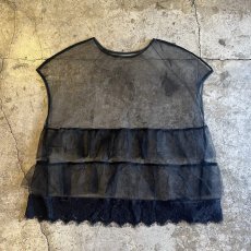 画像1: TIERED DOWN LACE DESIGN TULLE N/S TOPS / Ladies L　 (1)