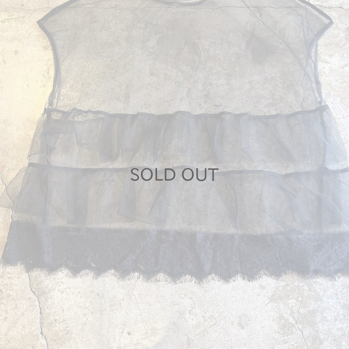 画像5: TIERED DOWN LACE DESIGN TULLE N/S TOPS / Ladies L　 (5)
