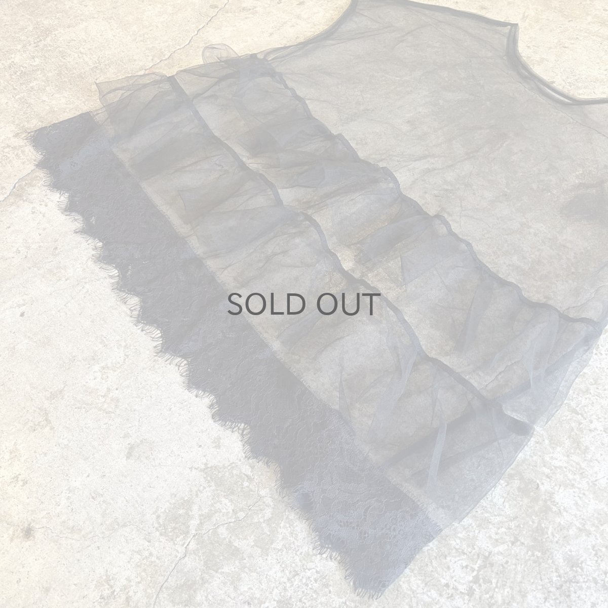 画像4: TIERED DOWN LACE DESIGN TULLE N/S TOPS / Ladies L　 (4)