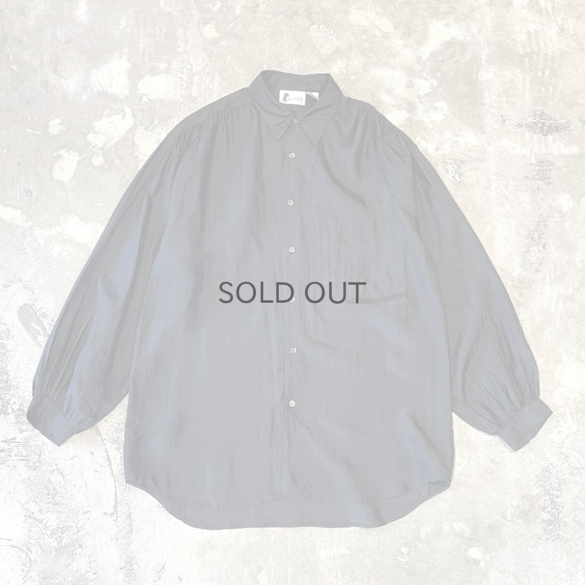 画像1: BLACK COLOR SHEER L/S SHIRT / Mens M(L) (1)