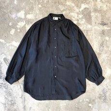画像1: BLACK COLOR SHEER L/S SHIRT / Mens M(L) (1)