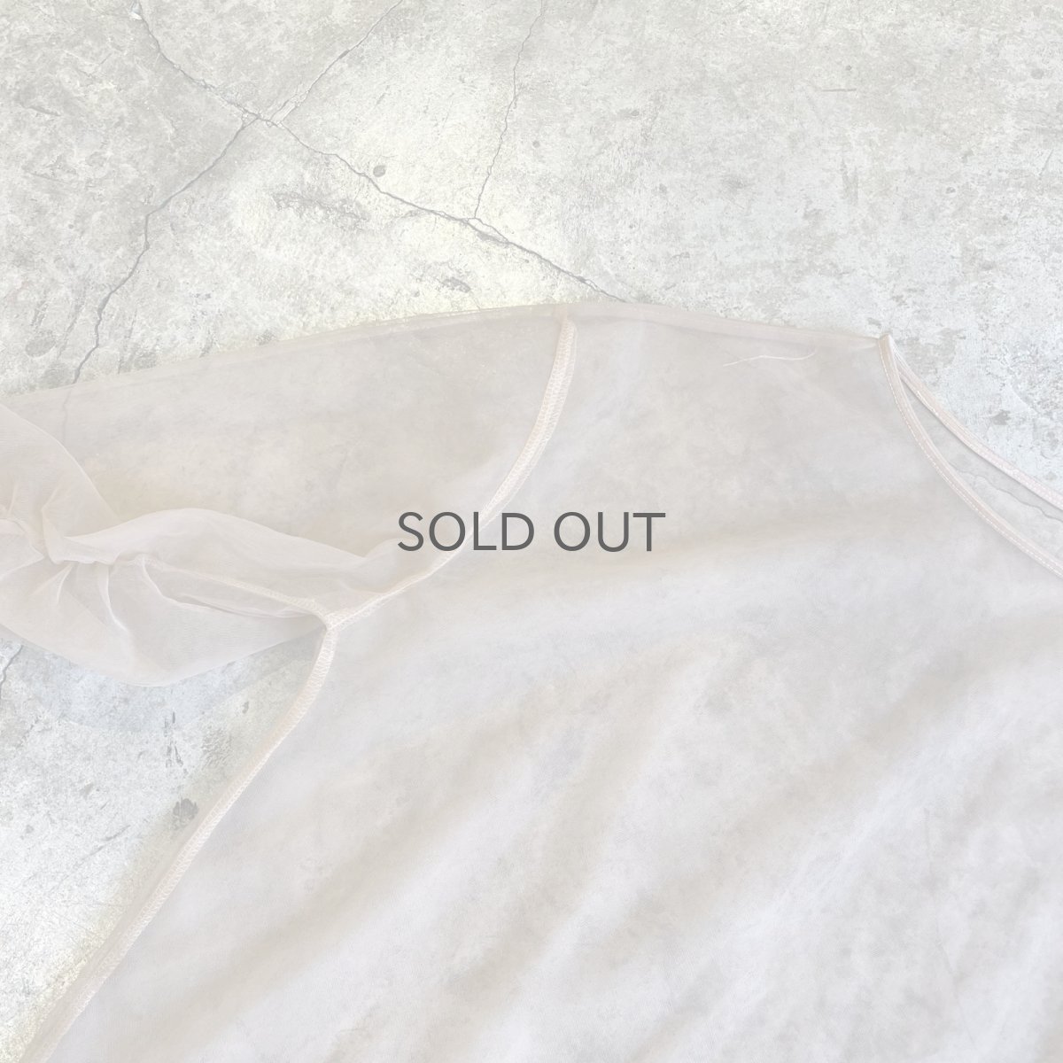 画像10: PALE TONE SLEEVE GATHER DESIGN TULLE SHEER L/S TOPS / Ladies L (10)