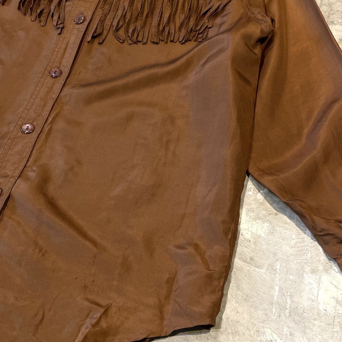 画像6: FRINGE YOKE EMBROIDEY SILK L/S SHIRT / Mens S(M) (6)