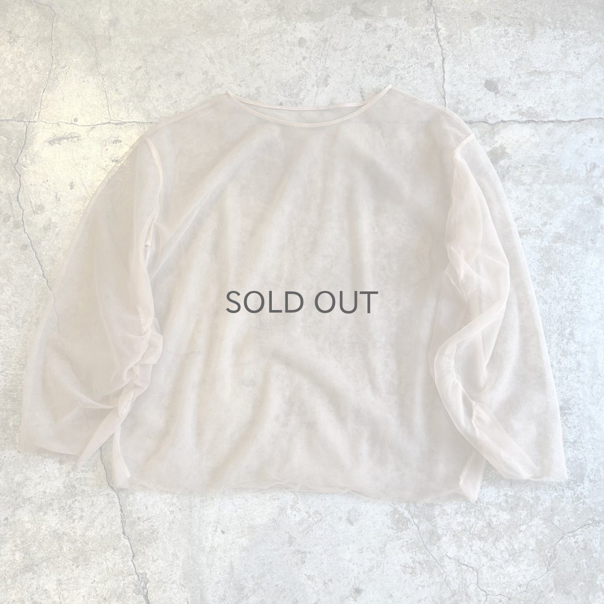 画像1: PALE TONE SLEEVE GATHER DESIGN TULLE SHEER L/S TOPS / Ladies L (1)