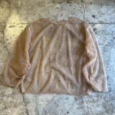 画像1: PALE TONE SLEEVE GATHER DESIGN TULLE SHEER L/S TOPS / Ladies L (1)