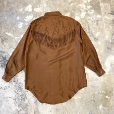 画像2: FRINGE YOKE EMBROIDEY SILK L/S SHIRT / Mens S(M) (2)